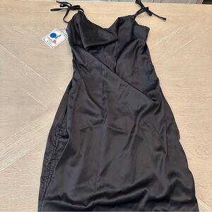 Bodycon Satin Black Sheath Cocktail Dress